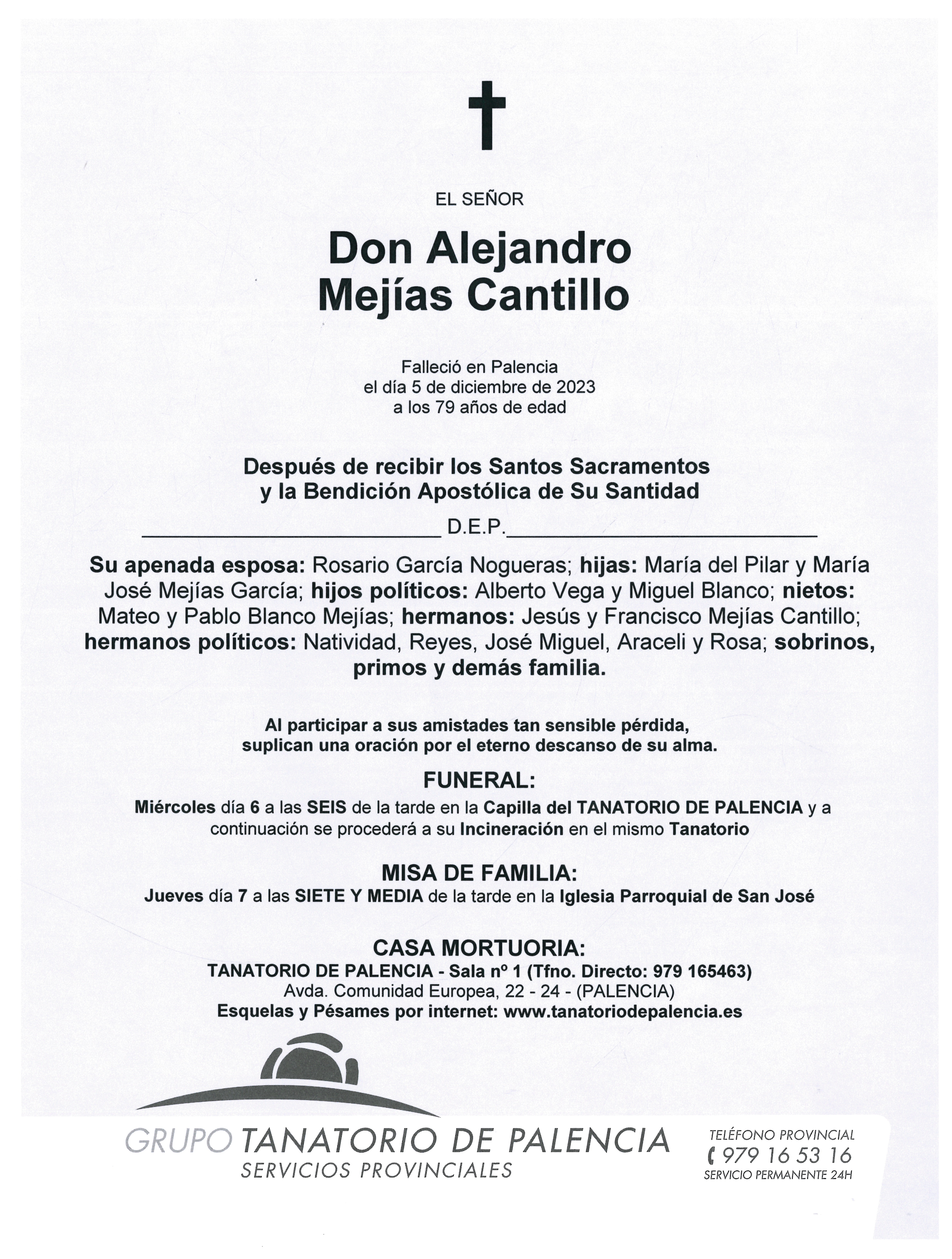 EL SEÑOR DON ALEJANDRO MEJÍAS CANTILLO